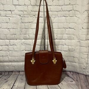 Vintage Joop Leather Made in Italy shoulder bag - British Tan color- Rare find!!